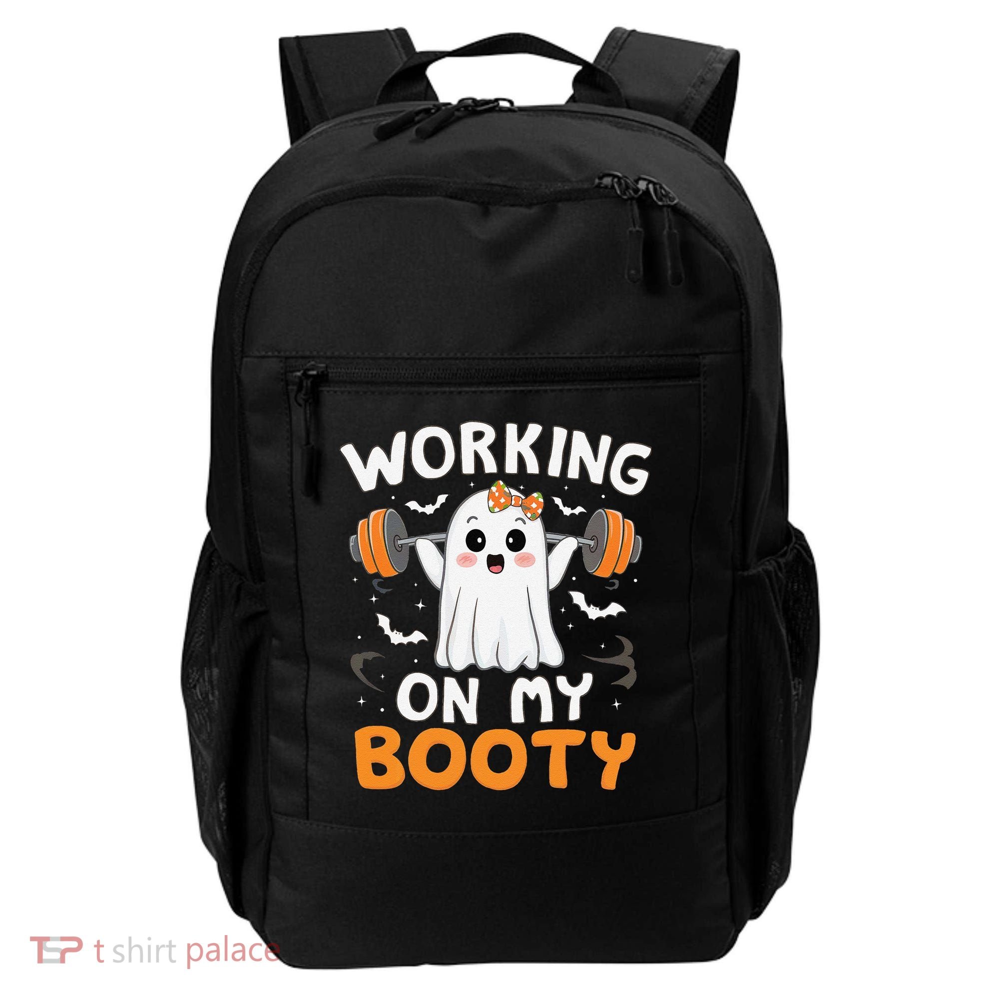 Working On My Booty Funny Halloween Ghost Gym Workout Backpack