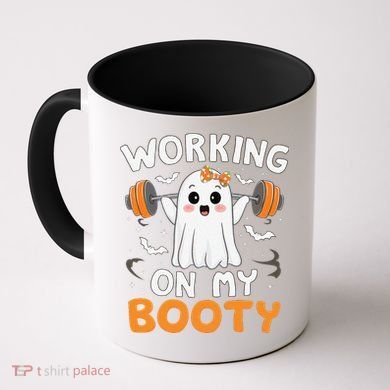 Working On My Booty Funny Halloween Ghost Gym Workout Coffee Mug