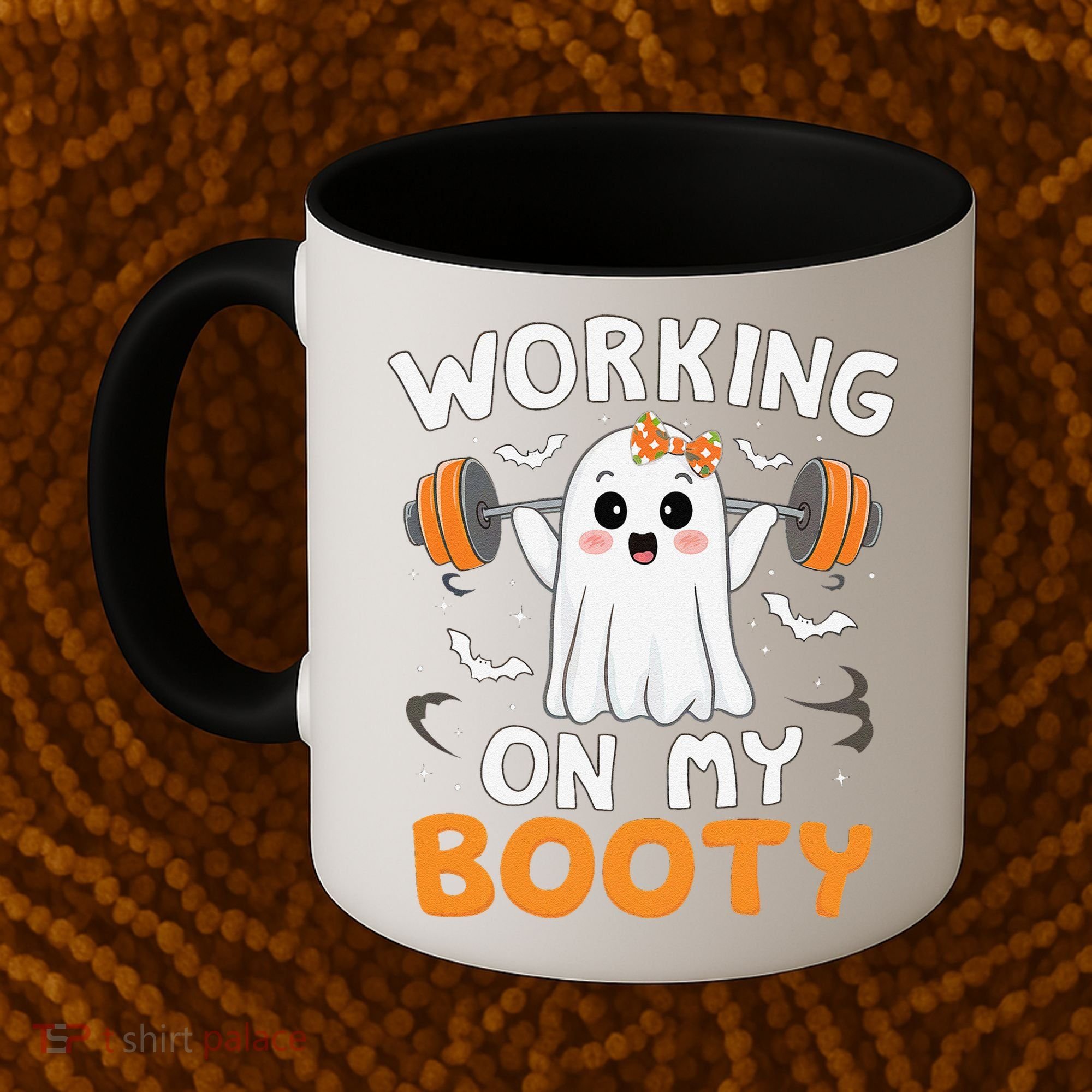 Working On My Booty Funny Halloween Ghost Gym Workout Coffee Mug
