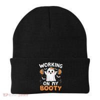 Working On My Booty Funny Halloween Ghost Gym Workout Beanie thumb 0