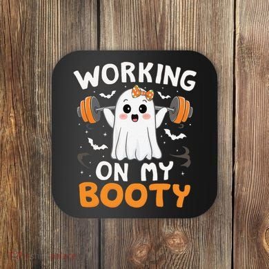 Working On My Booty Funny Halloween Ghost Gym Workout Coaster
