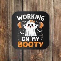 Working On My Booty Funny Halloween Ghost Gym Workout Coaster thumb 0