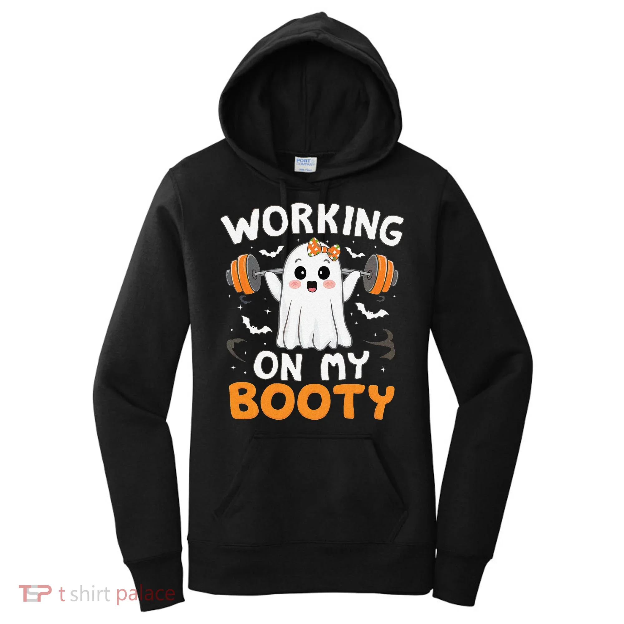 Working On My Booty Funny Halloween Ghost Gym Workout Women's Hoodie
