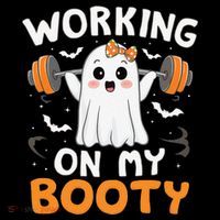 Working On My Booty Funny Halloween Ghost Gym Workout Women's Hoodie thumb 2
