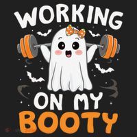 Working On My Booty Funny Halloween Ghost Gym Workout Tumbler thumb 3