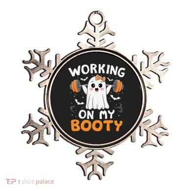 Working On My Booty Funny Halloween Ghost Gym Workout Ornament