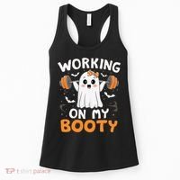 Working On My Booty Funny Halloween Ghost Gym Workout Women's Tank Top thumb 0