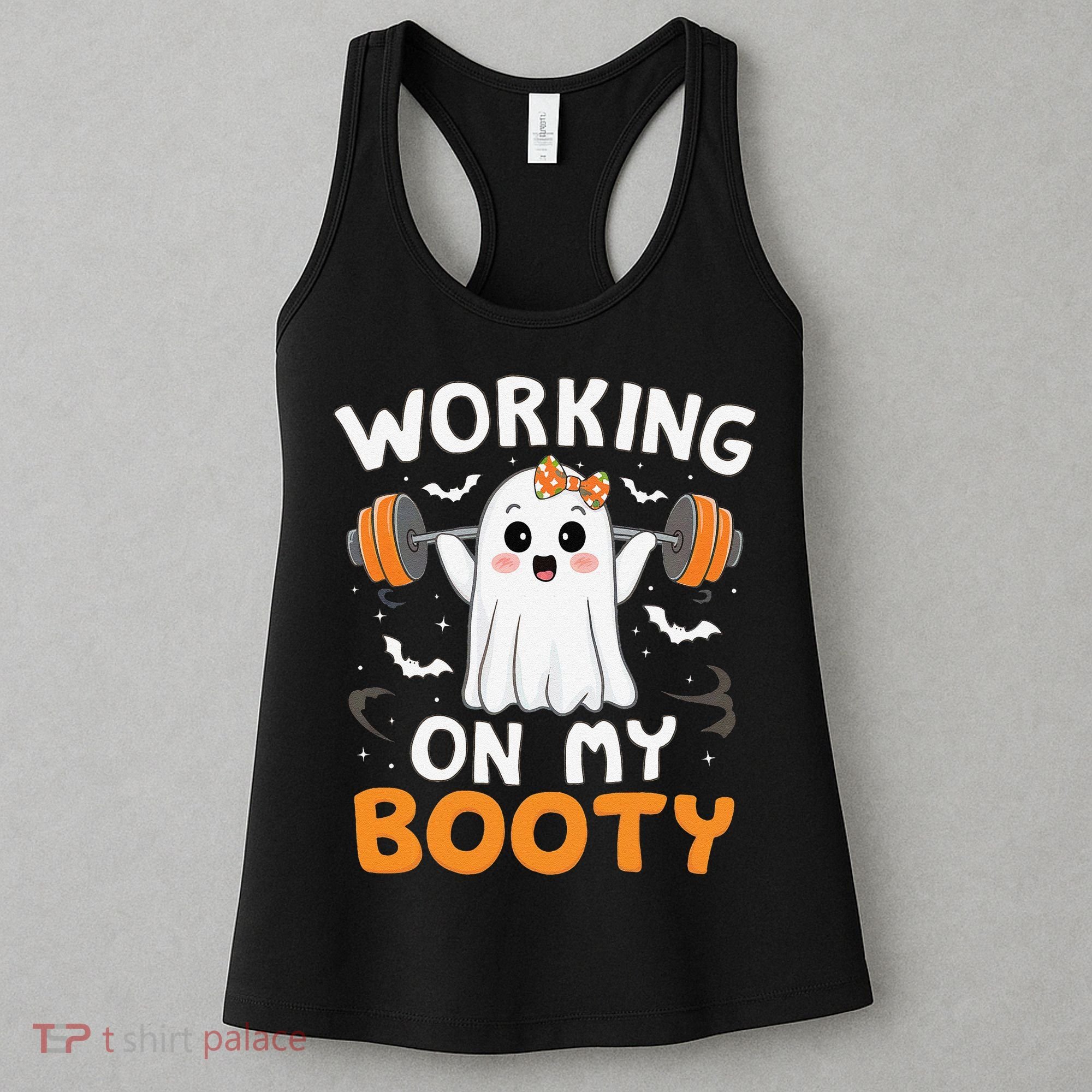 Working On My Booty Funny Halloween Ghost Gym Workout Women's Tank Top