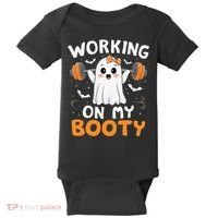 Working On My Booty Funny Halloween Ghost Gym Workout Baby Bodysuit thumb 0