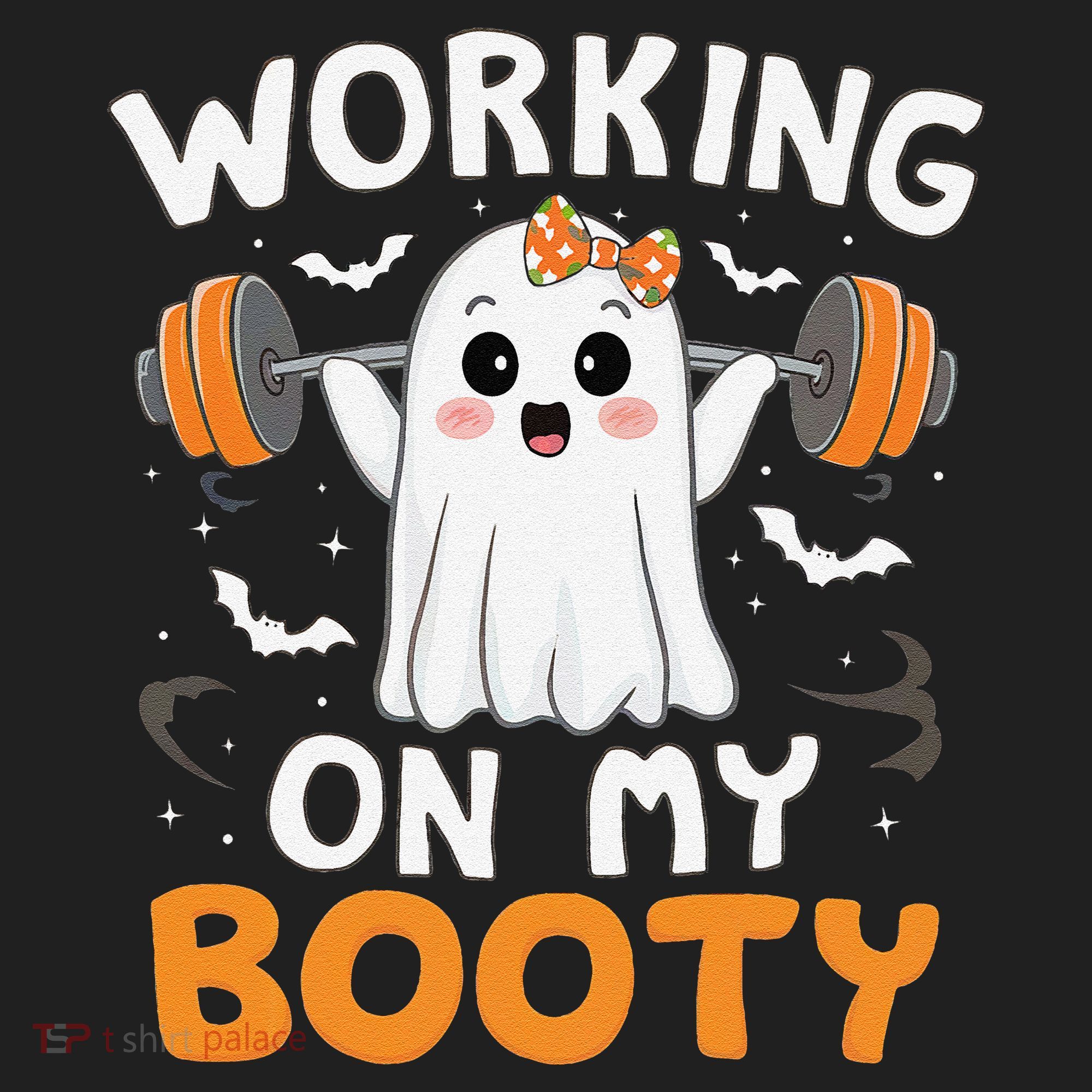 Working On My Booty Funny Halloween Ghost Gym Workout Hat