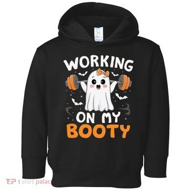 Working On My Booty Funny Halloween Ghost Gym Workout Toddler Hoodie