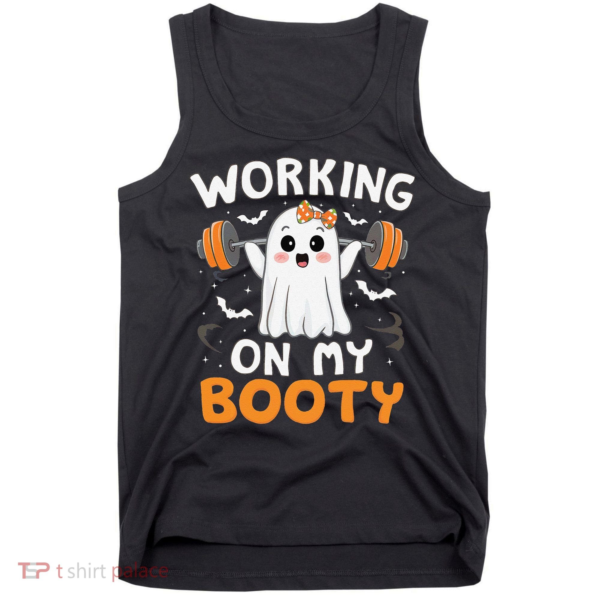 Working On My Booty Funny Halloween Ghost Gym Workout Tank Top