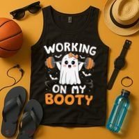 Working On My Booty Funny Halloween Ghost Gym Workout Tank Top thumb 4