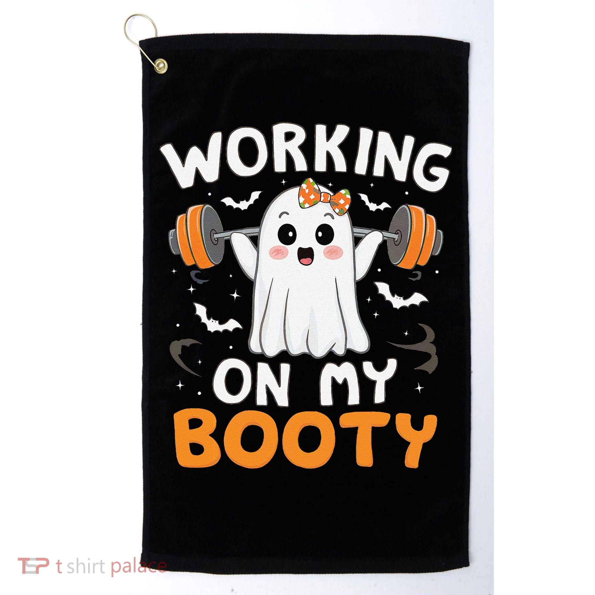 Working On My Booty Funny Halloween Ghost Gym Workout Golf Towel