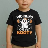 Working On My Booty Funny Halloween Ghost Gym Workout Toddler T-Shirt thumb 2