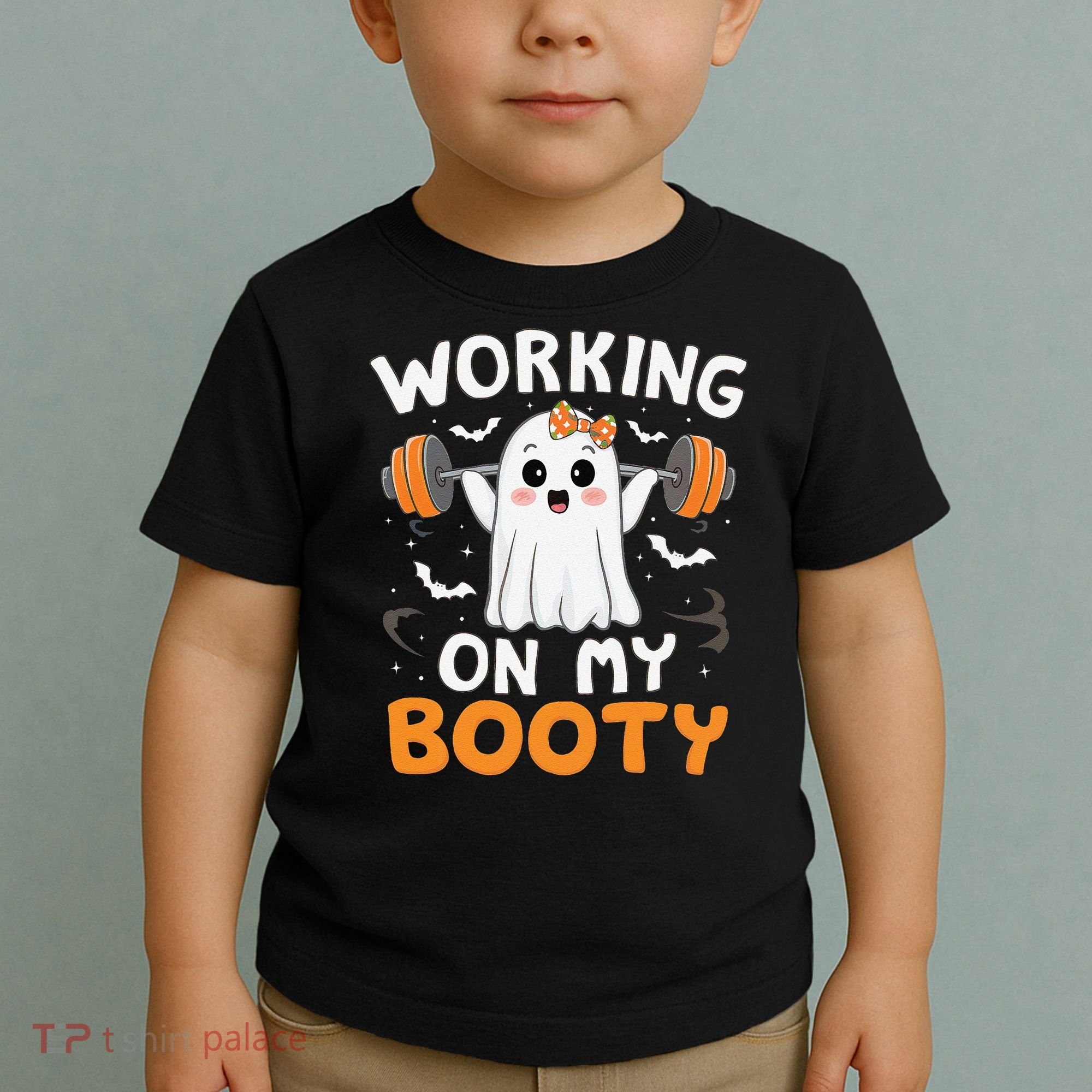 Working On My Booty Funny Halloween Ghost Gym Workout Toddler T-Shirt
