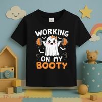 Working On My Booty Funny Halloween Ghost Gym Workout Toddler T-Shirt thumb 3