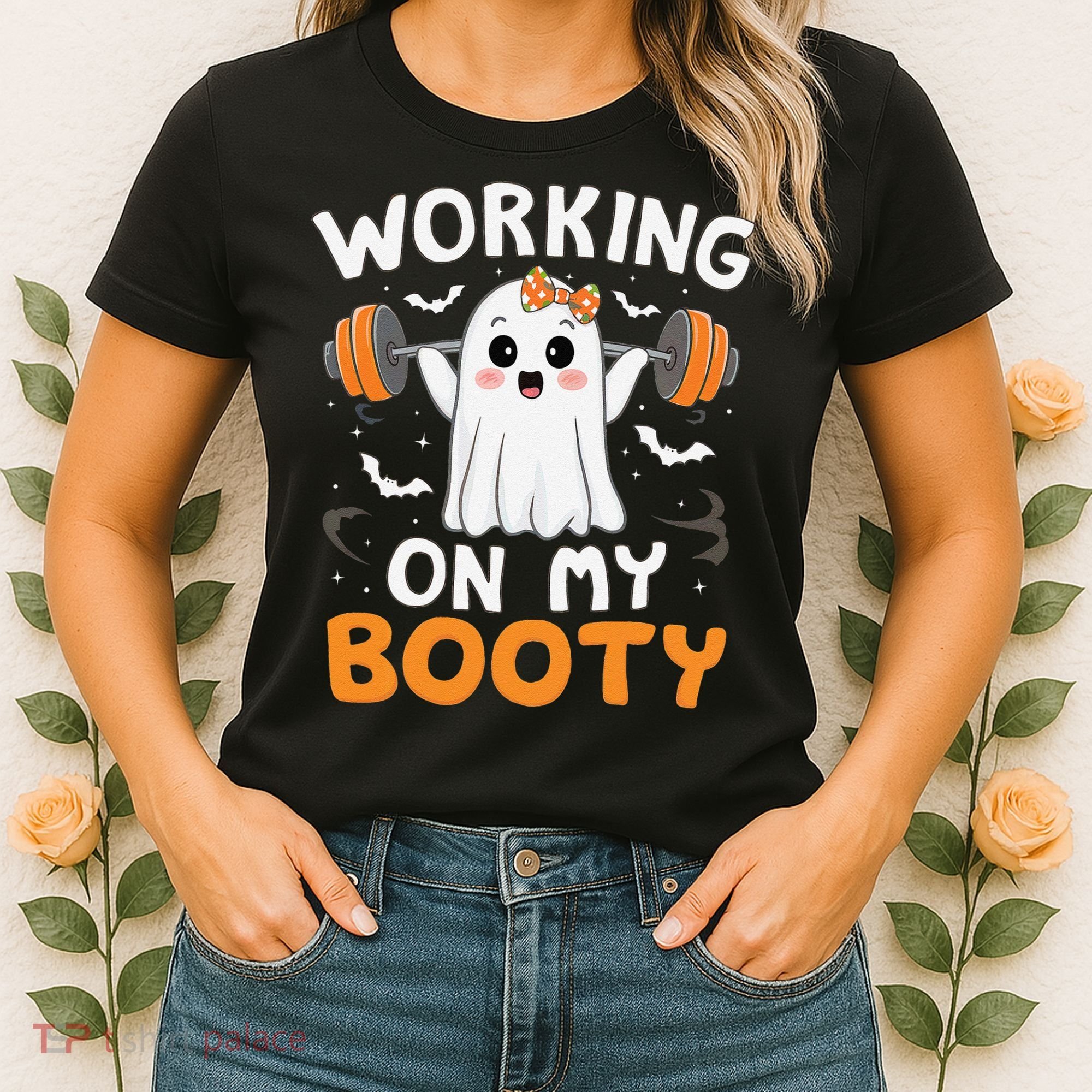 Working On My Booty Funny Halloween Ghost Gym Workout Women's T-Shirt
