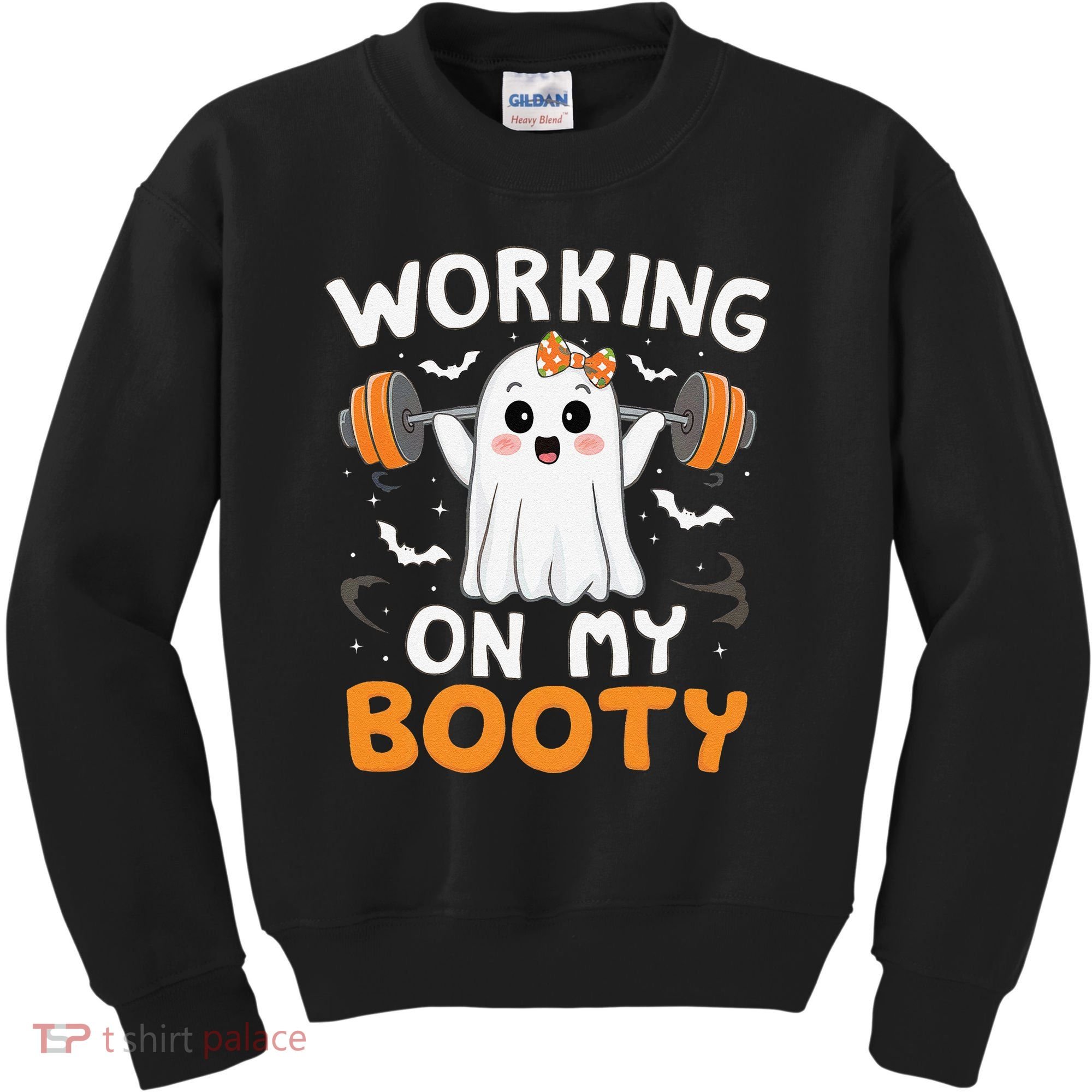 Working On My Booty Funny Halloween Ghost Gym Workout Kids Sweatshirt