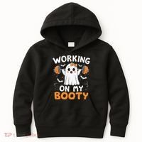 Working On My Booty Funny Halloween Ghost Gym Workout Kids Hoodie thumb 0