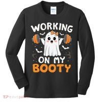 Working On My Booty Funny Halloween Ghost Gym Workout Kids Long Sleeve Shirt thumb 0