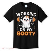 Working On My Booty Funny Halloween Ghost Gym Workout Kids T-Shirt thumb 0
