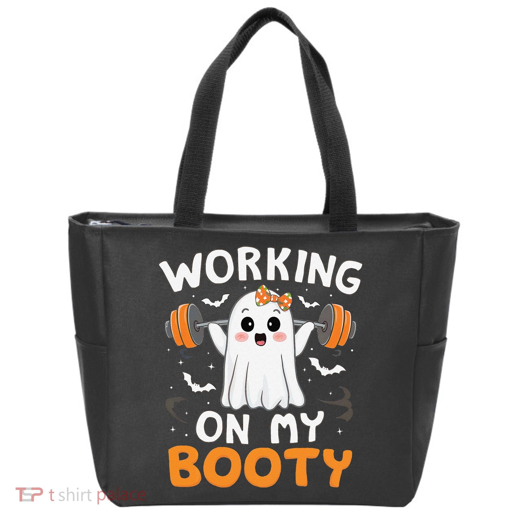 Working On My Booty Funny Halloween Ghost Gym Workout Tote Bag