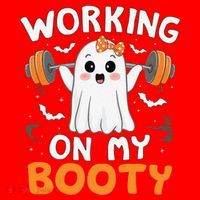 Working On My Booty Funny Halloween Ghost Gym Workout Santa Hat thumb 1