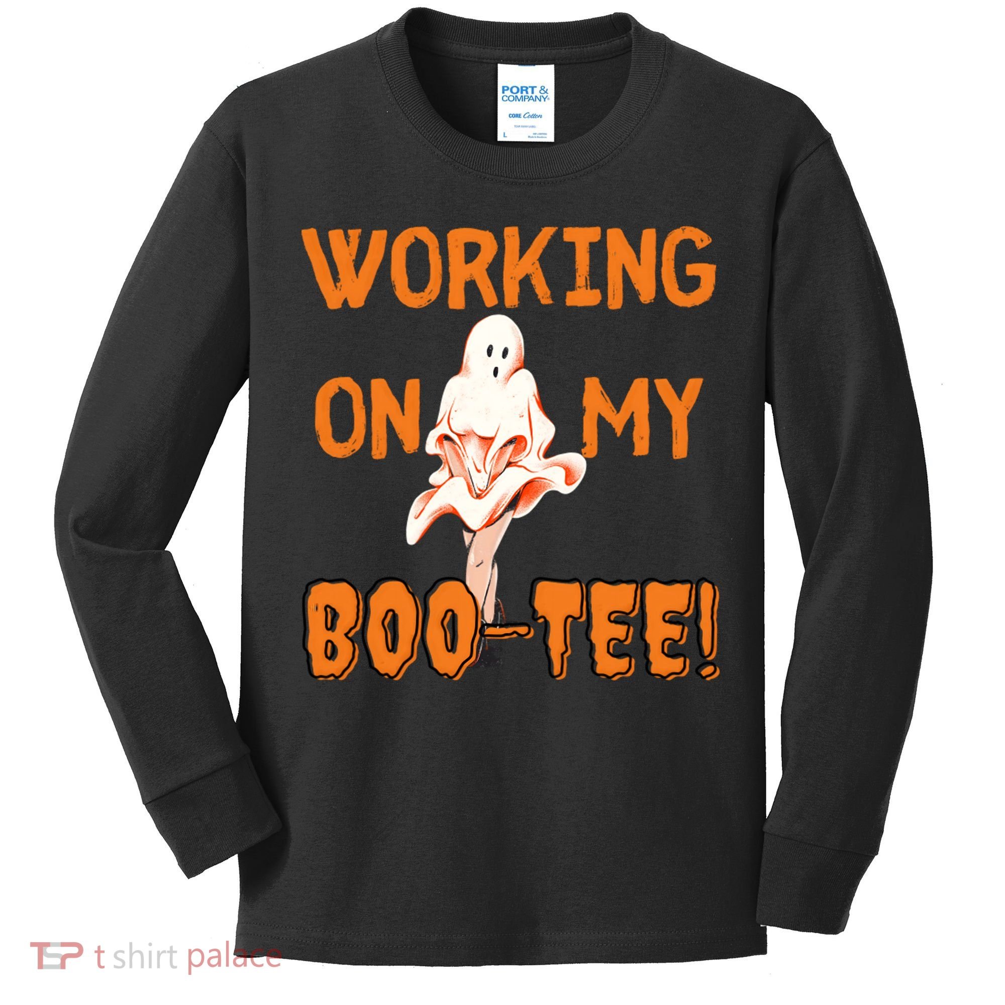 Working On My Boo Working On My Booty Funny Gym Funny Hallowen Kids Long Sleeve Shirt