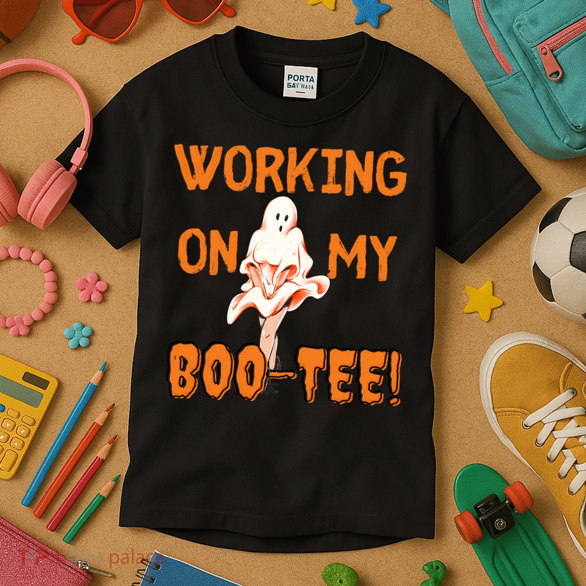 Working On My Boo Working On My Booty Funny Gym Funny Hallowen Kids T-Shirt
