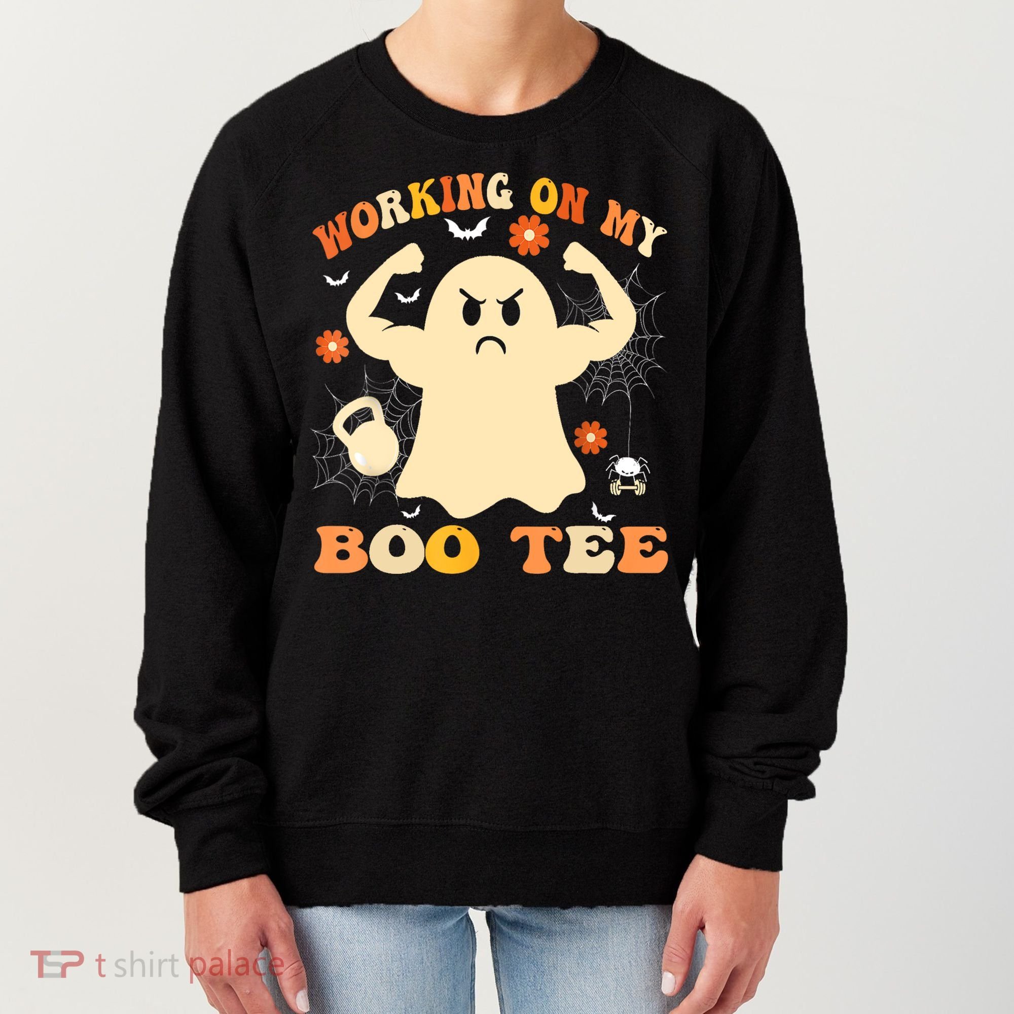 Working On My Boo Halloween Gym Workout Weightlifting Women's Sweatshirt