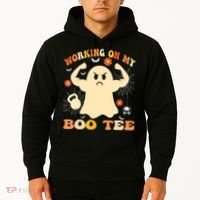 Working On My Boo Halloween Gym Workout Weightlifting Hoodie thumb 2