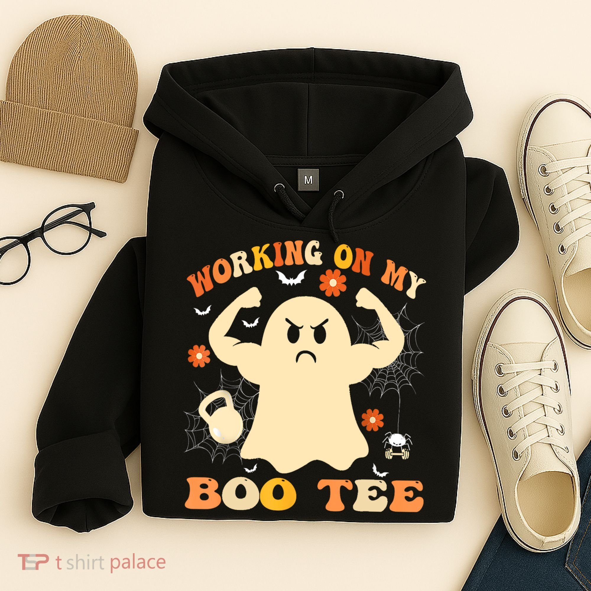 Working On My Boo Halloween Gym Workout Weightlifting Hoodie