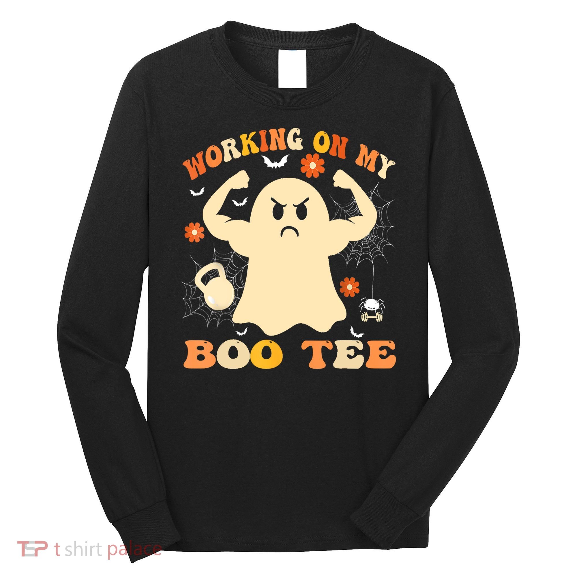 Working On My Boo Halloween Gym Workout Weightlifting Long Sleeve Shirt