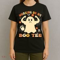 Working On My Boo Halloween Gym Workout Weightlifting T-Shirt thumb 4