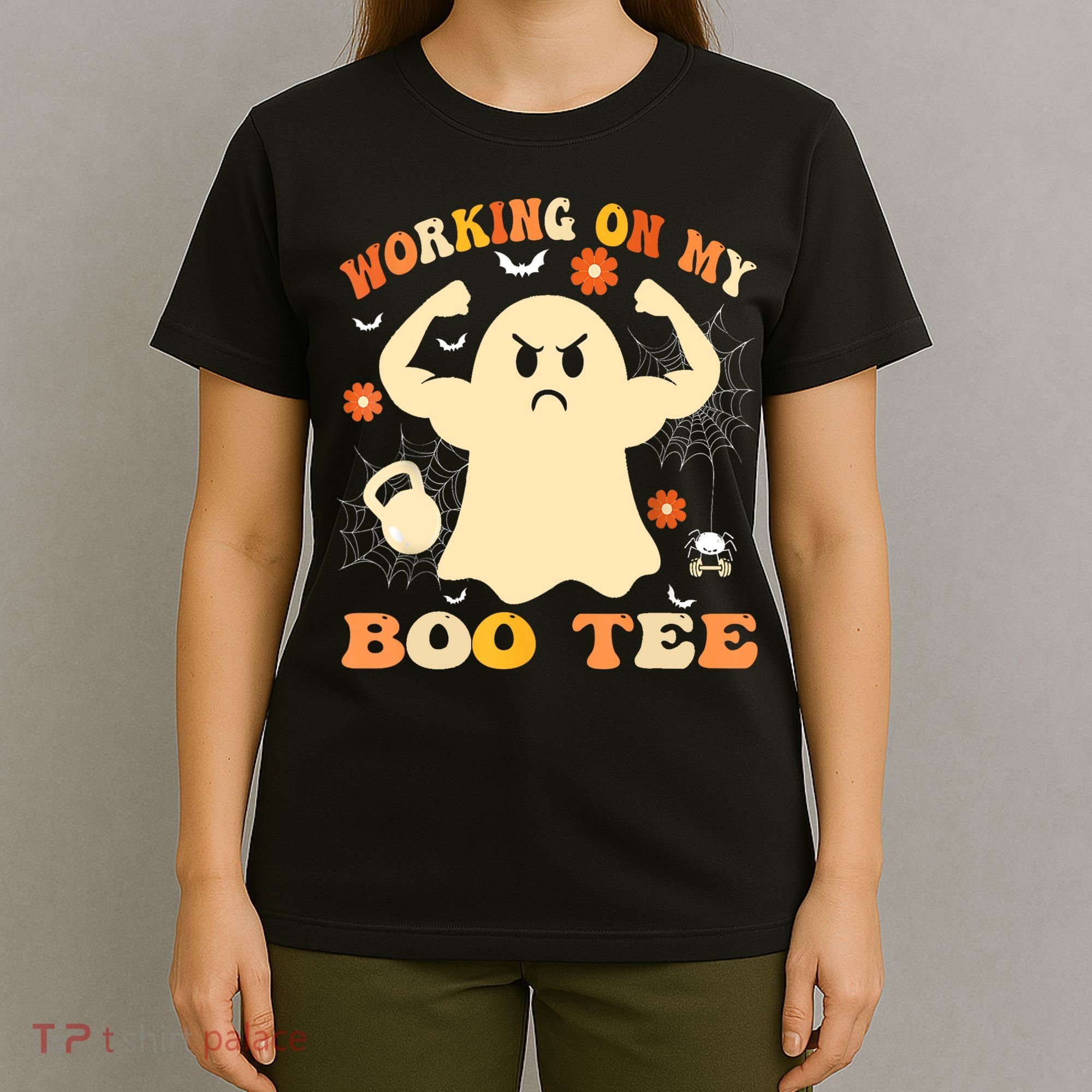 Working On My Boo Halloween Gym Workout Weightlifting T-Shirt