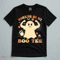 Working On My Boo Halloween Gym Workout Weightlifting T-Shirt thumb 5