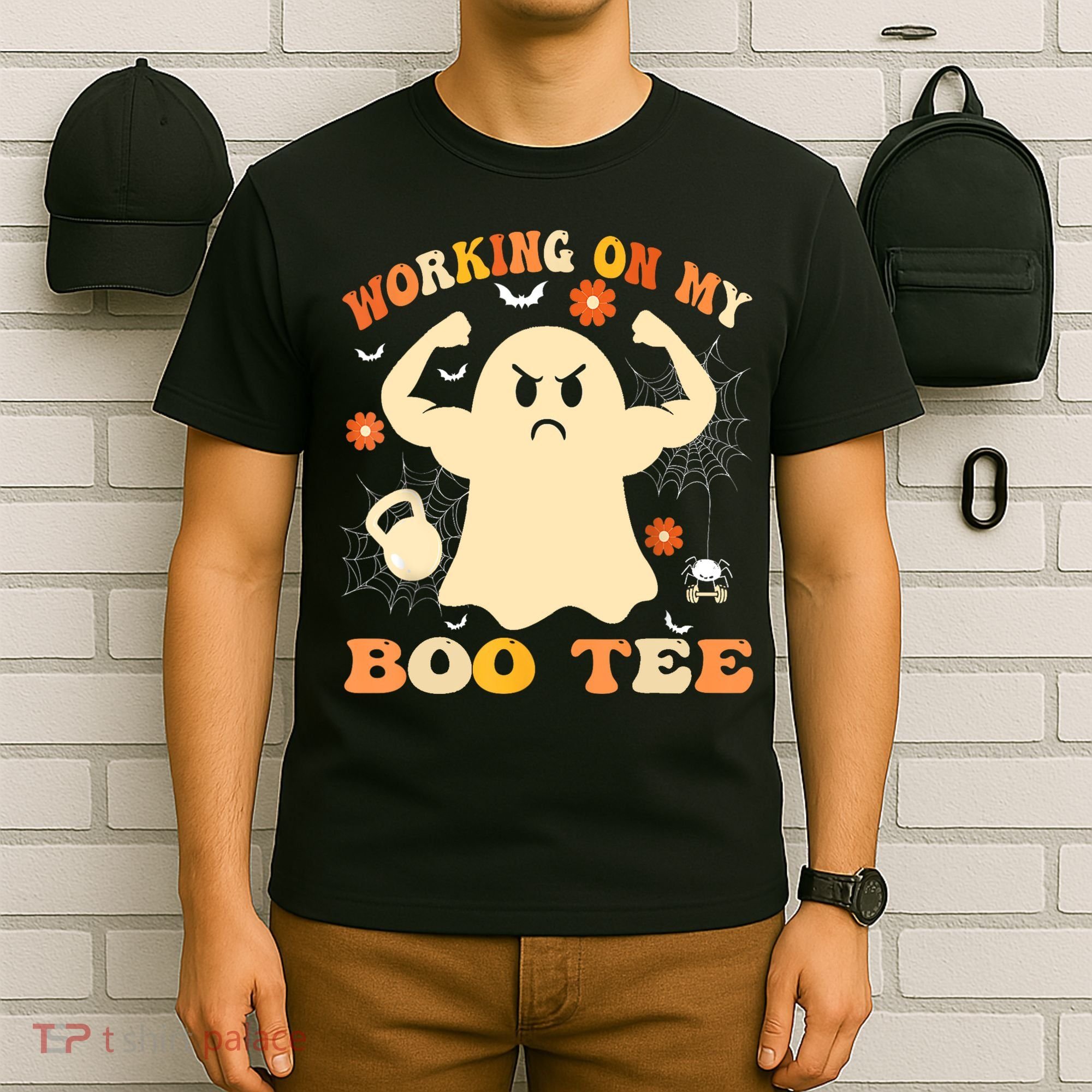 Working On My Boo Halloween Gym Workout Weightlifting T-Shirt