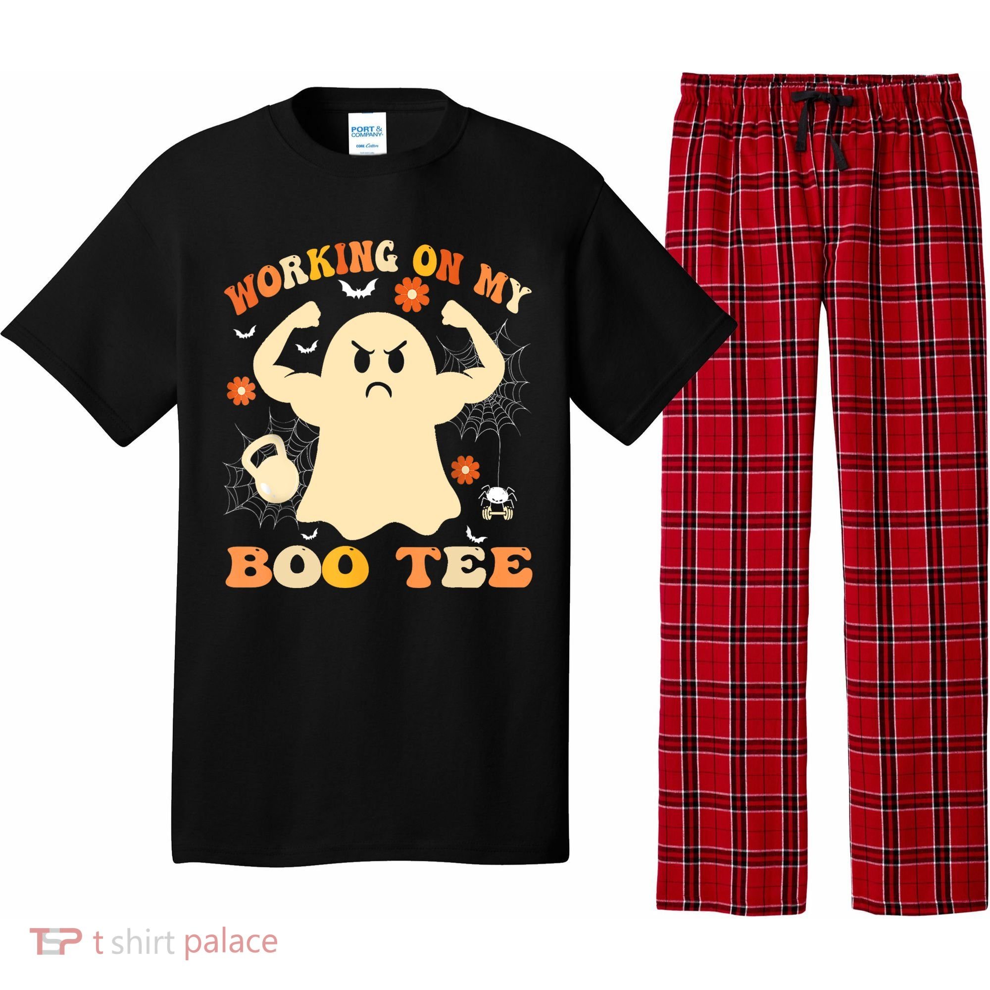 Working On My Boo Halloween Gym Workout Weightlifting Pajama Set