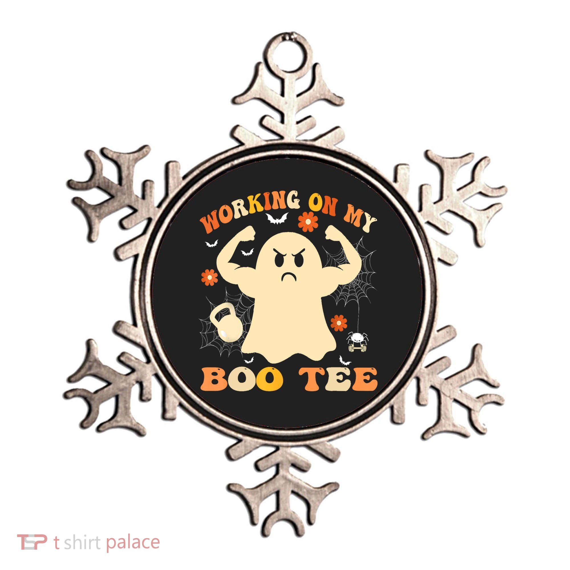 Working On My Boo Halloween Gym Workout Weightlifting Ornament