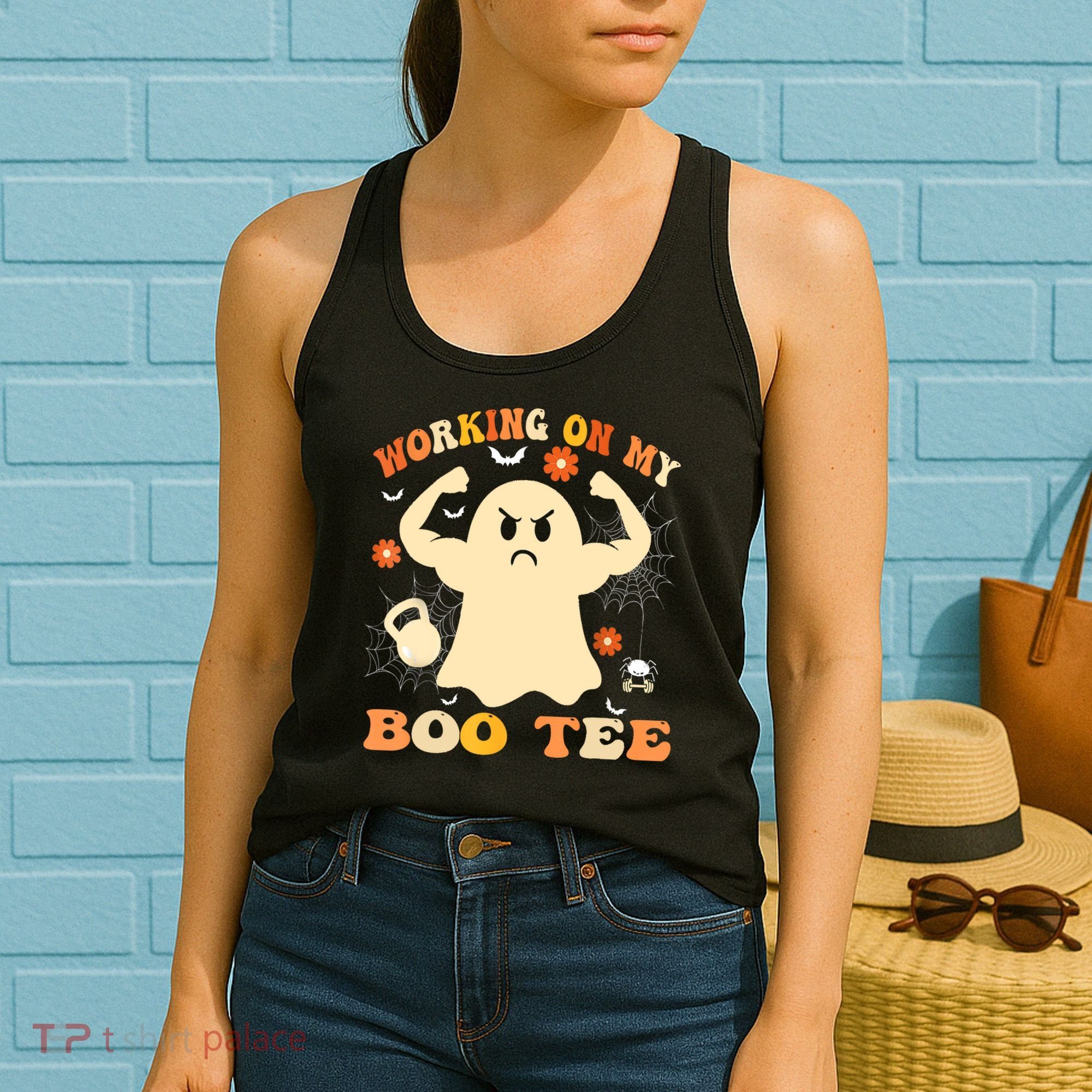 Working On My Boo Halloween Gym Workout Weightlifting Women's Tank Top