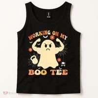 Working On My Boo Halloween Gym Workout Weightlifting Tank Top thumb 2