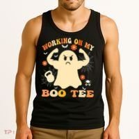 Working On My Boo Halloween Gym Workout Weightlifting Tank Top thumb 3
