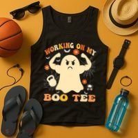 Working On My Boo Halloween Gym Workout Weightlifting Tank Top thumb 4
