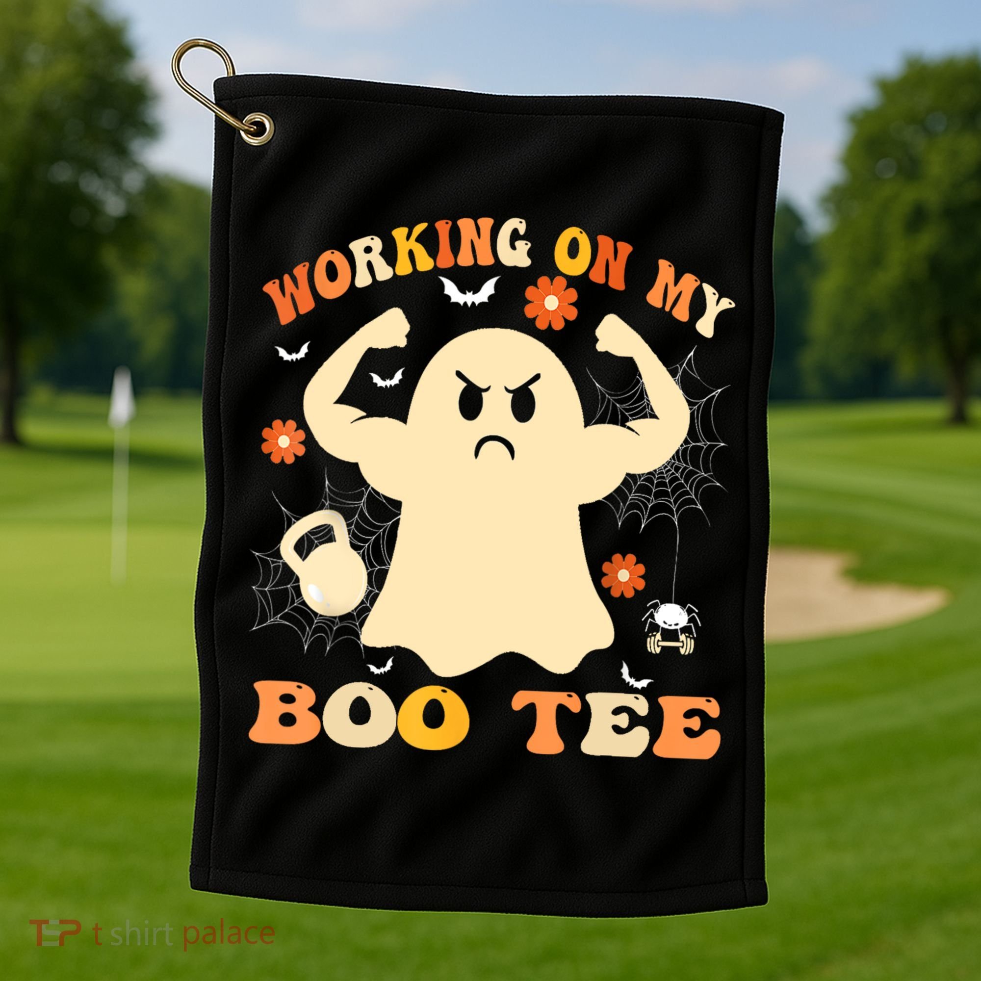 Working On My Boo Halloween Gym Workout Weightlifting Golf Towel