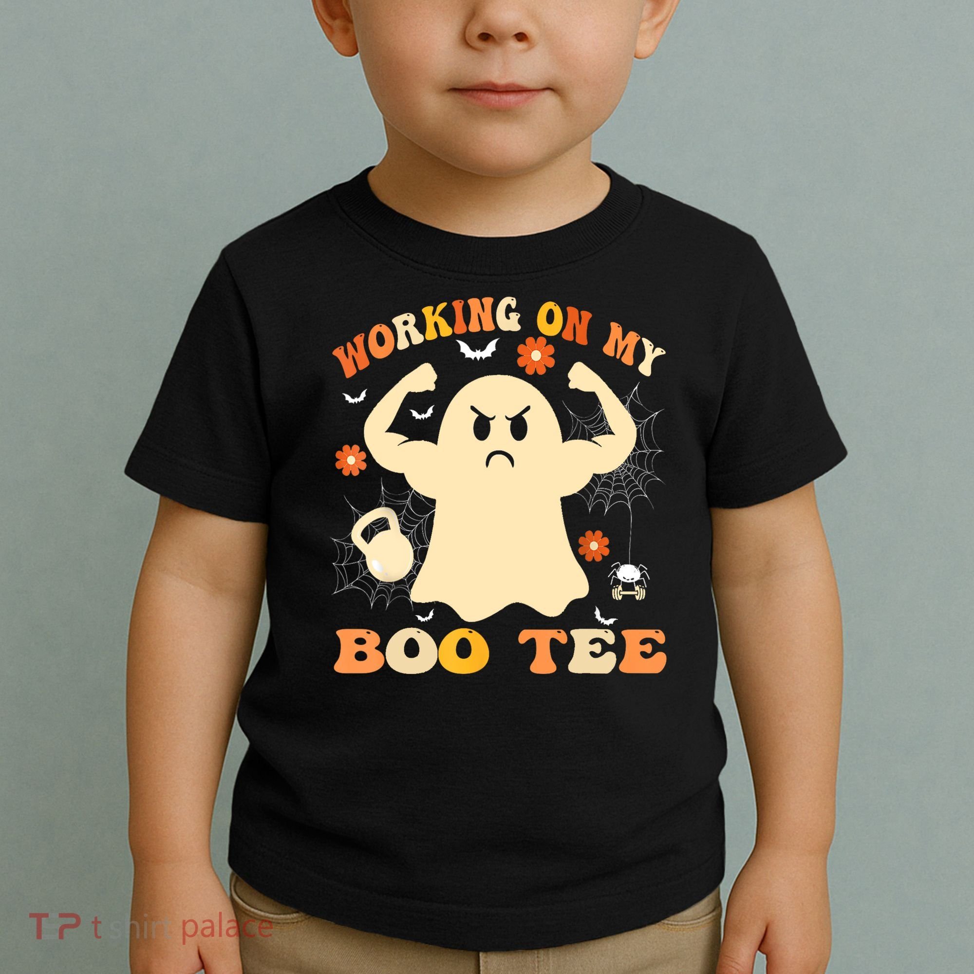 Working On My Boo Halloween Gym Workout Weightlifting Toddler T-Shirt