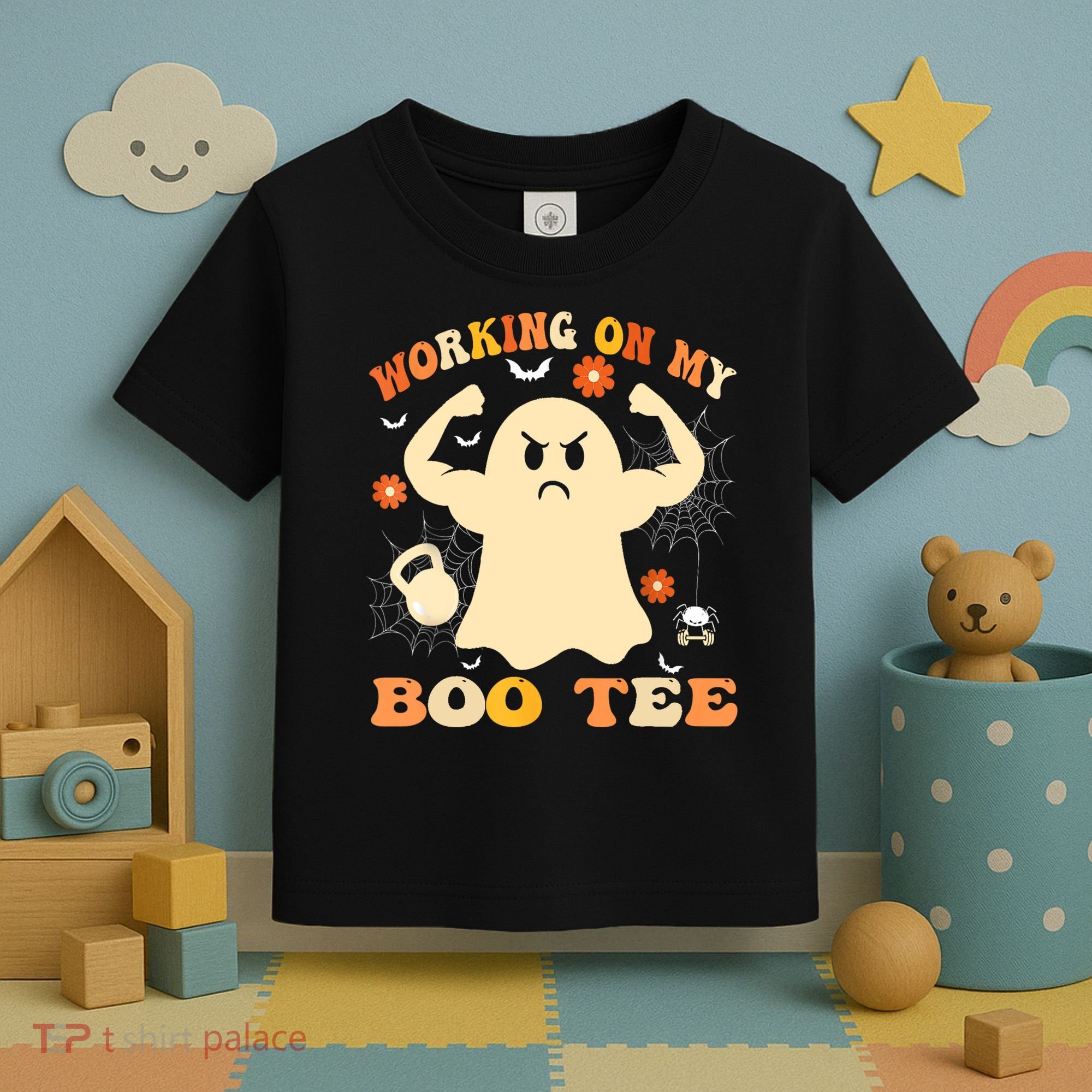 Working On My Boo Halloween Gym Workout Weightlifting Toddler T-Shirt