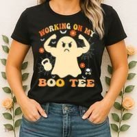 Working On My Boo Halloween Gym Workout Weightlifting Women's T-Shirt thumb 2