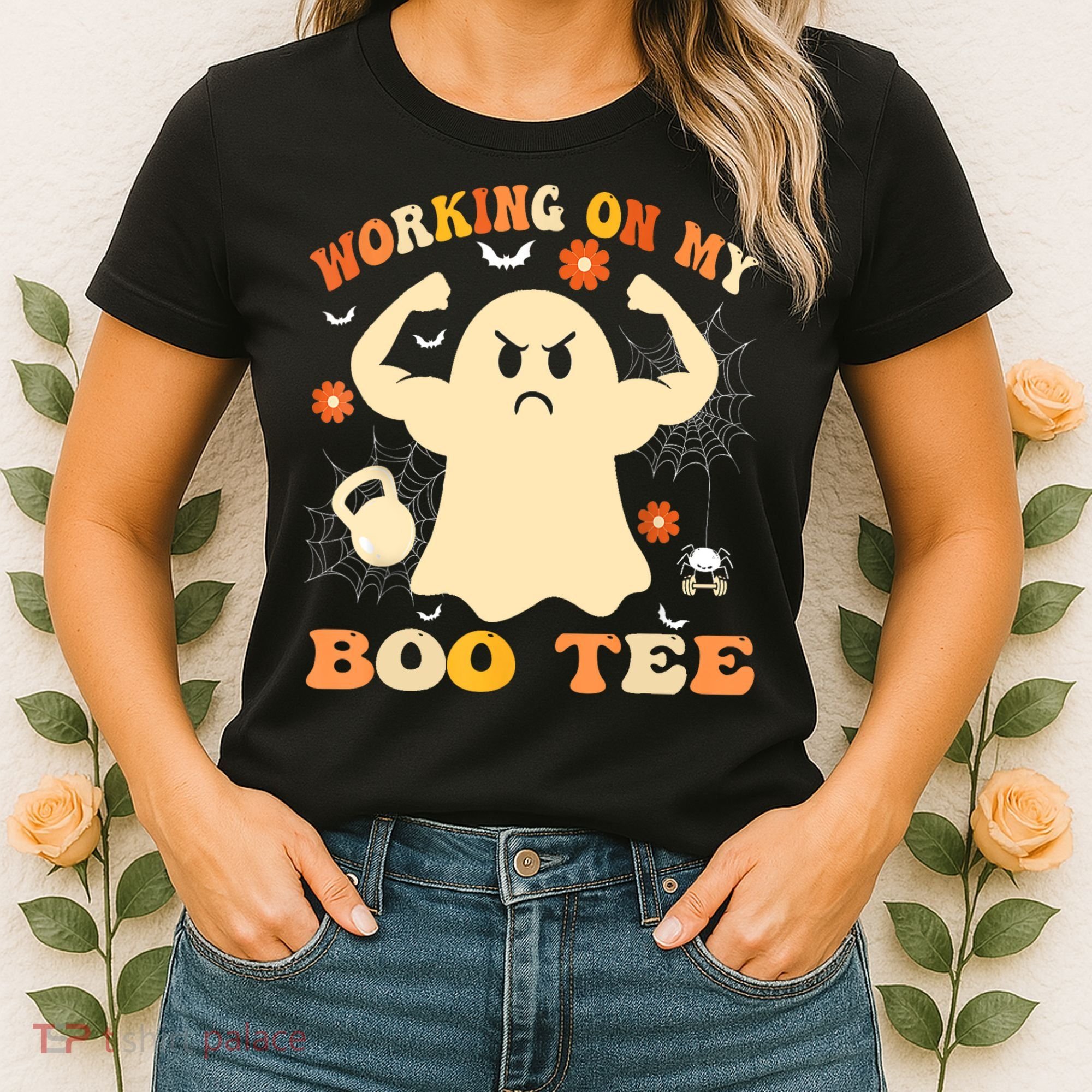 Working On My Boo Halloween Gym Workout Weightlifting Women's T-Shirt