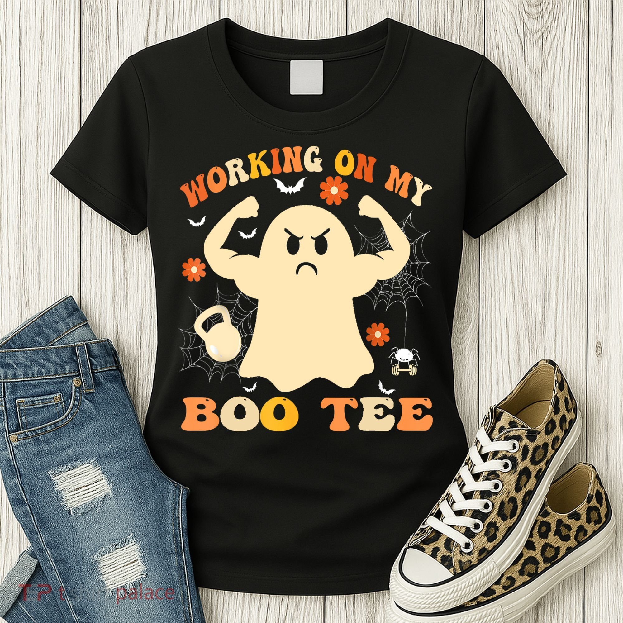 Working On My Boo Halloween Gym Workout Weightlifting Women's T-Shirt